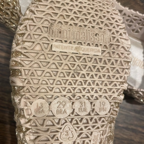 Mini Melissa Campana Gold glitter dress shoes size 13 USA - perfect for Easter! - Picture 4 of 4